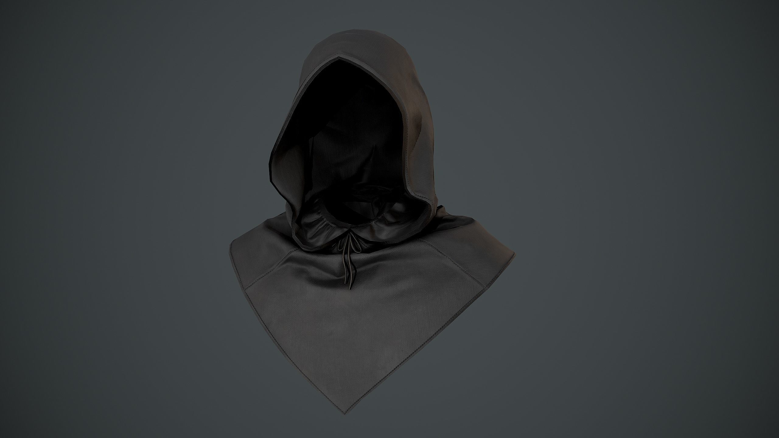 Black Medieval Hood Low-poly 3D model_2