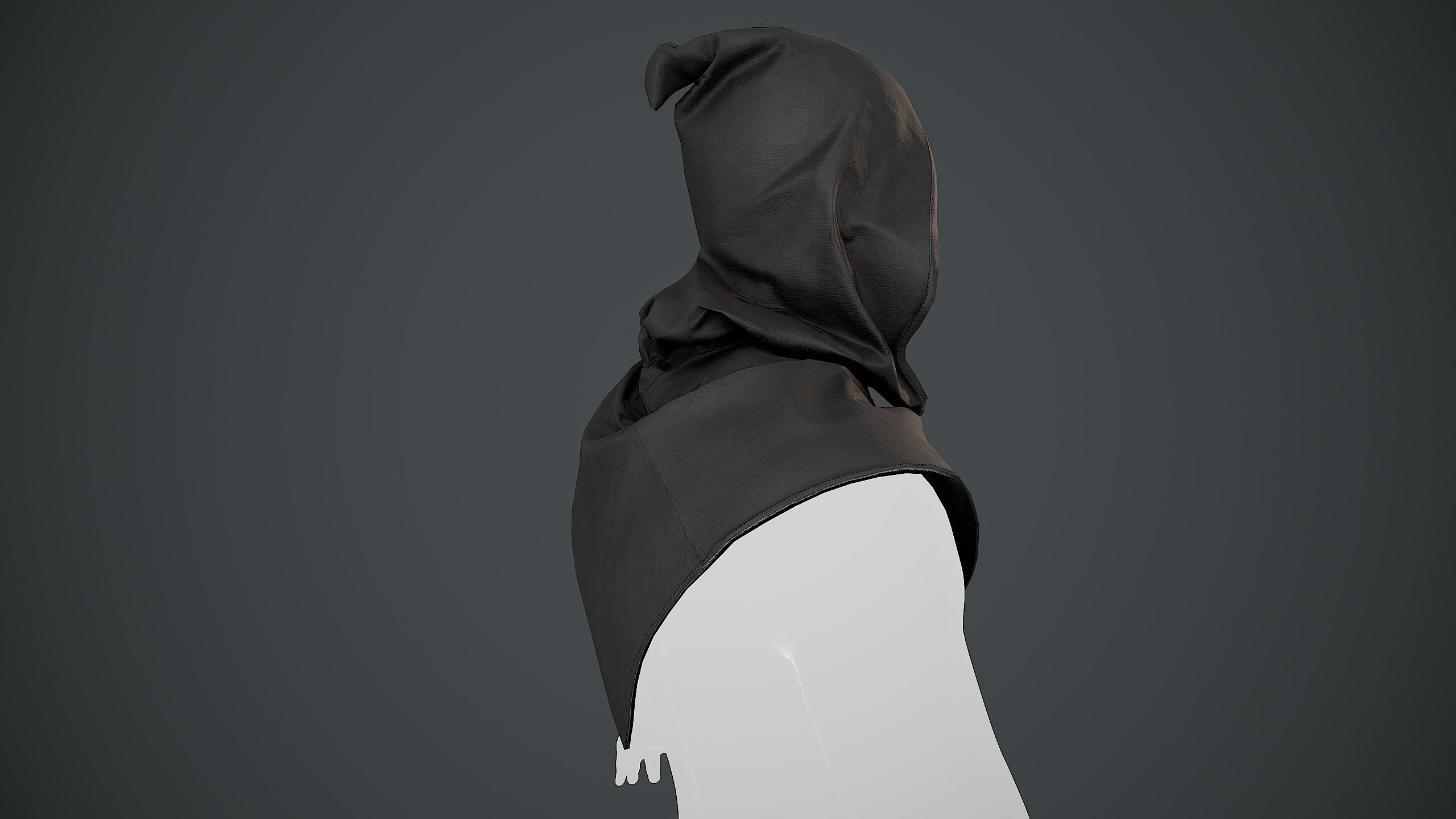 Black Medieval Hood Low-poly 3D model_13