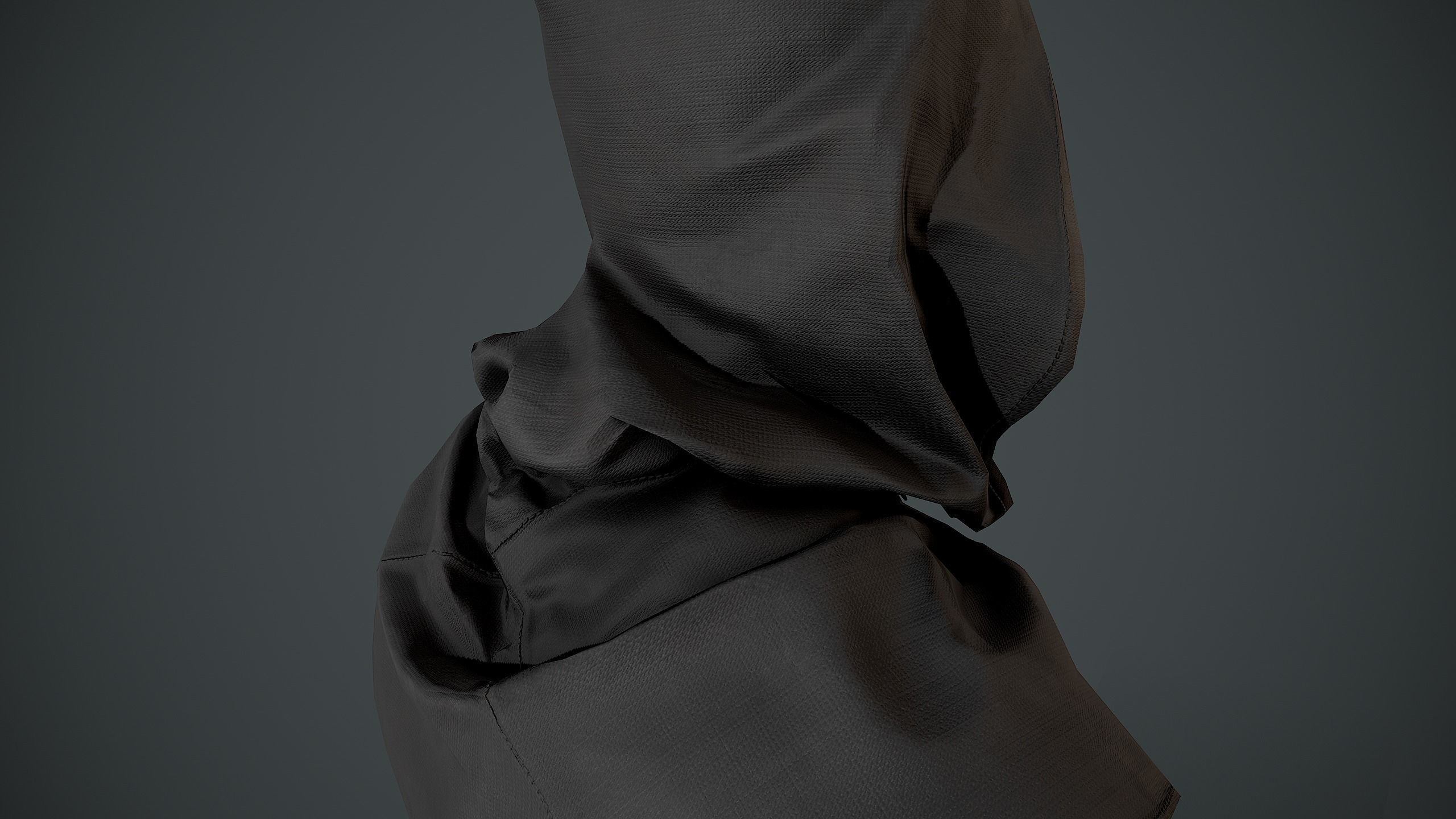 Black Medieval Hood Low-poly 3D model_7