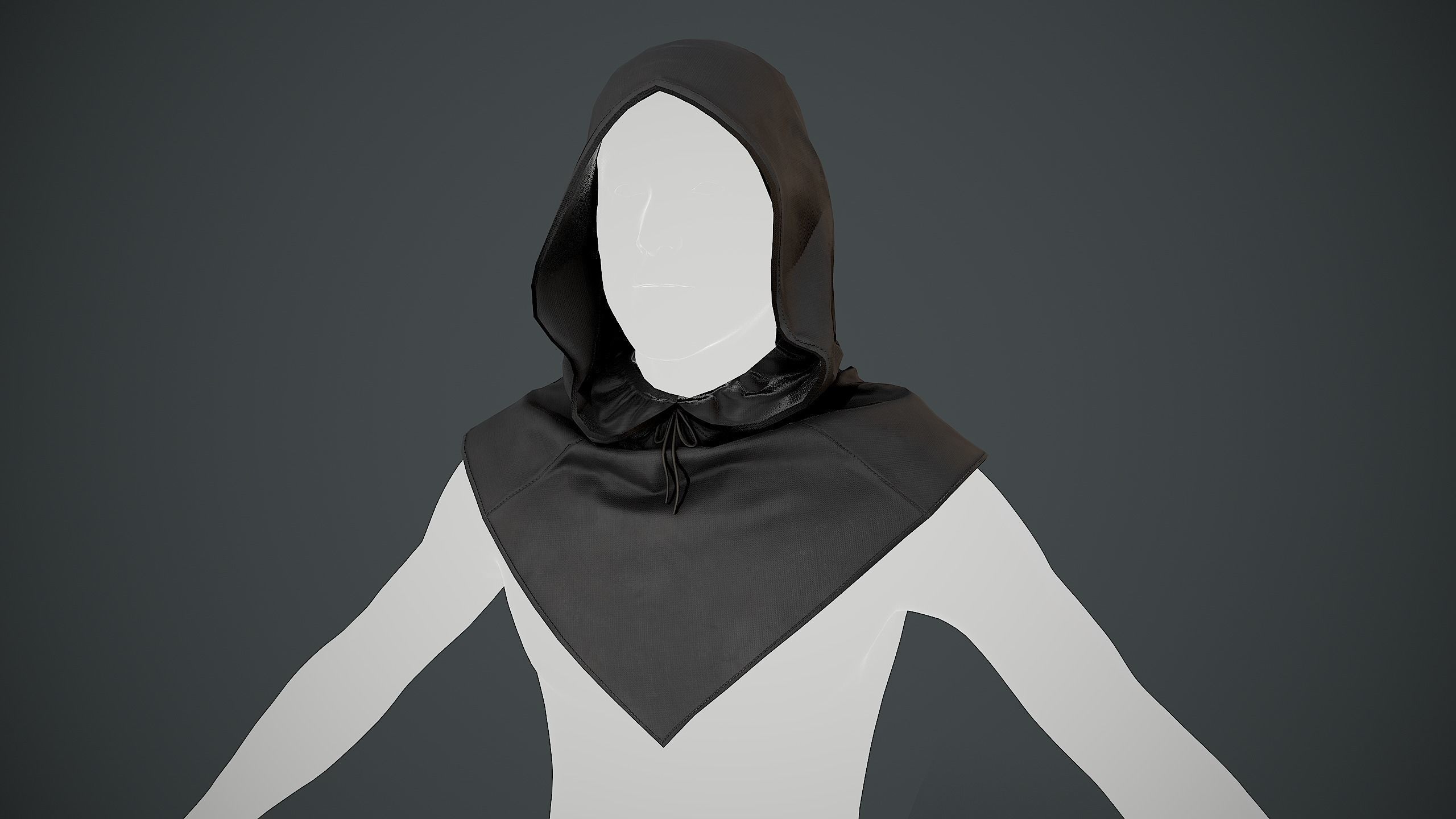 Black Medieval Hood Low-poly 3D model_12
