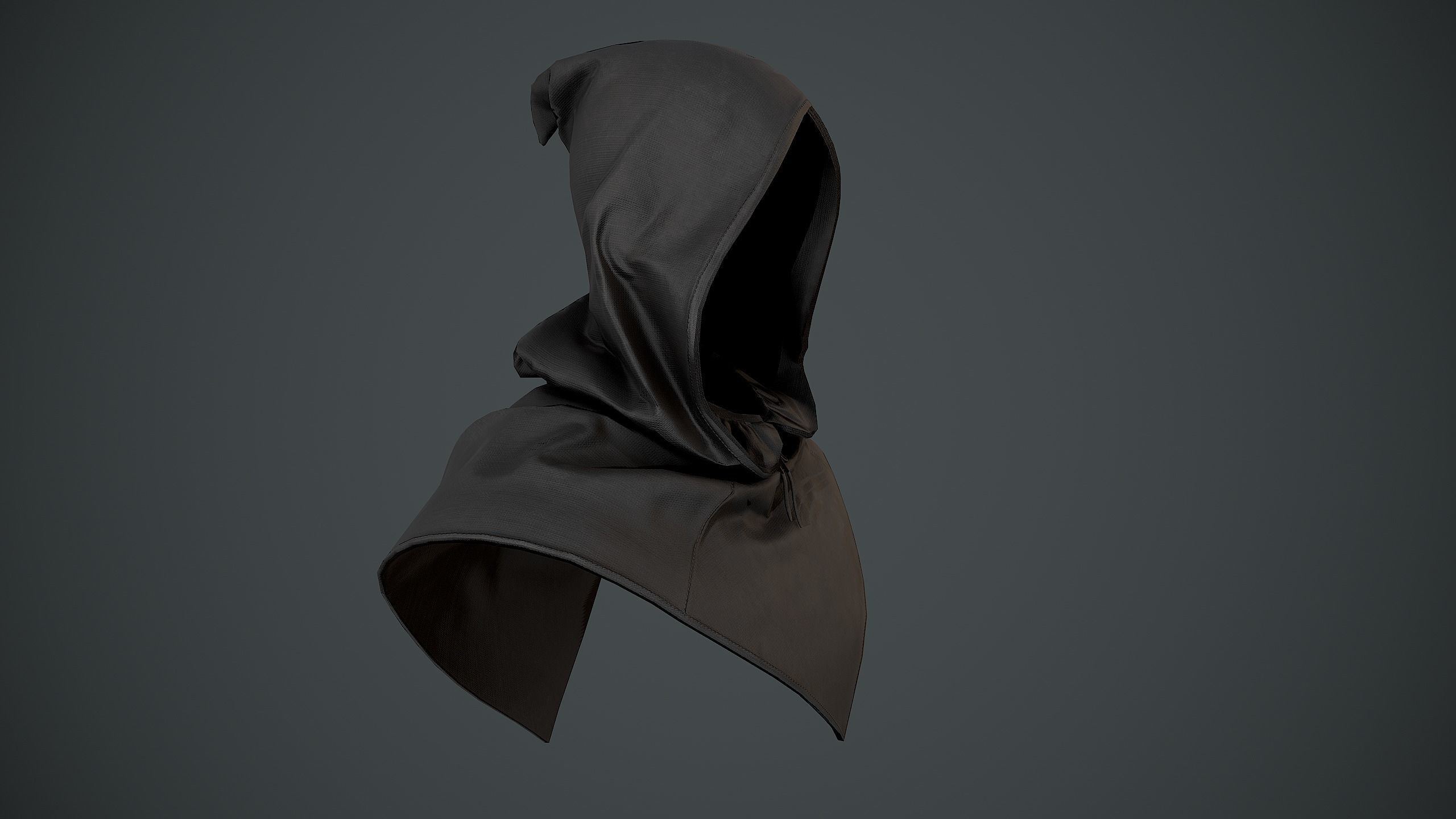 Black Medieval Hood Low-poly 3D model_5