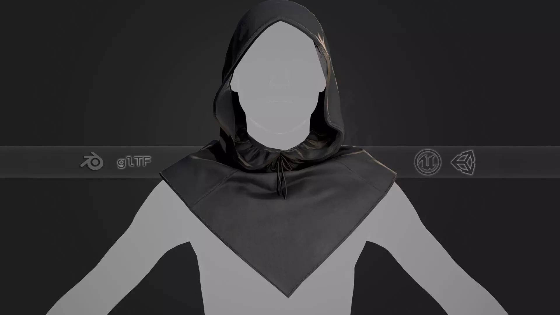 Black Medieval Hood Low-poly 3D model_0