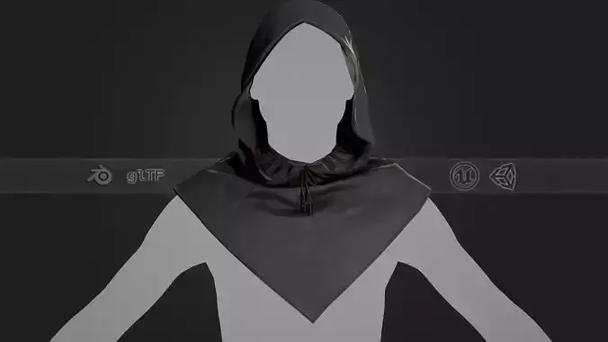 Black Medieval Hood Low-poly 3D model