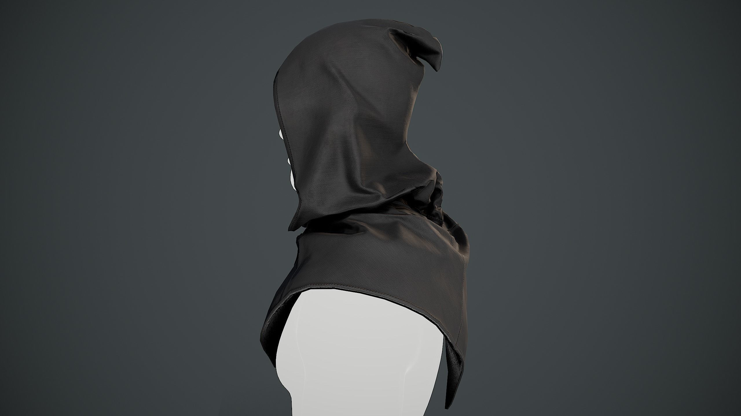 Black Medieval Hood Low-poly 3D model_9