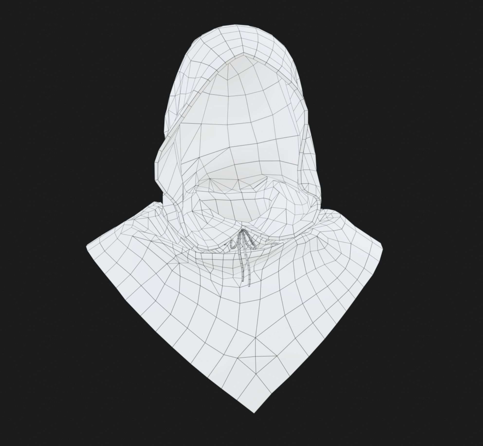 Black Medieval Hood Low-poly 3D model_21
