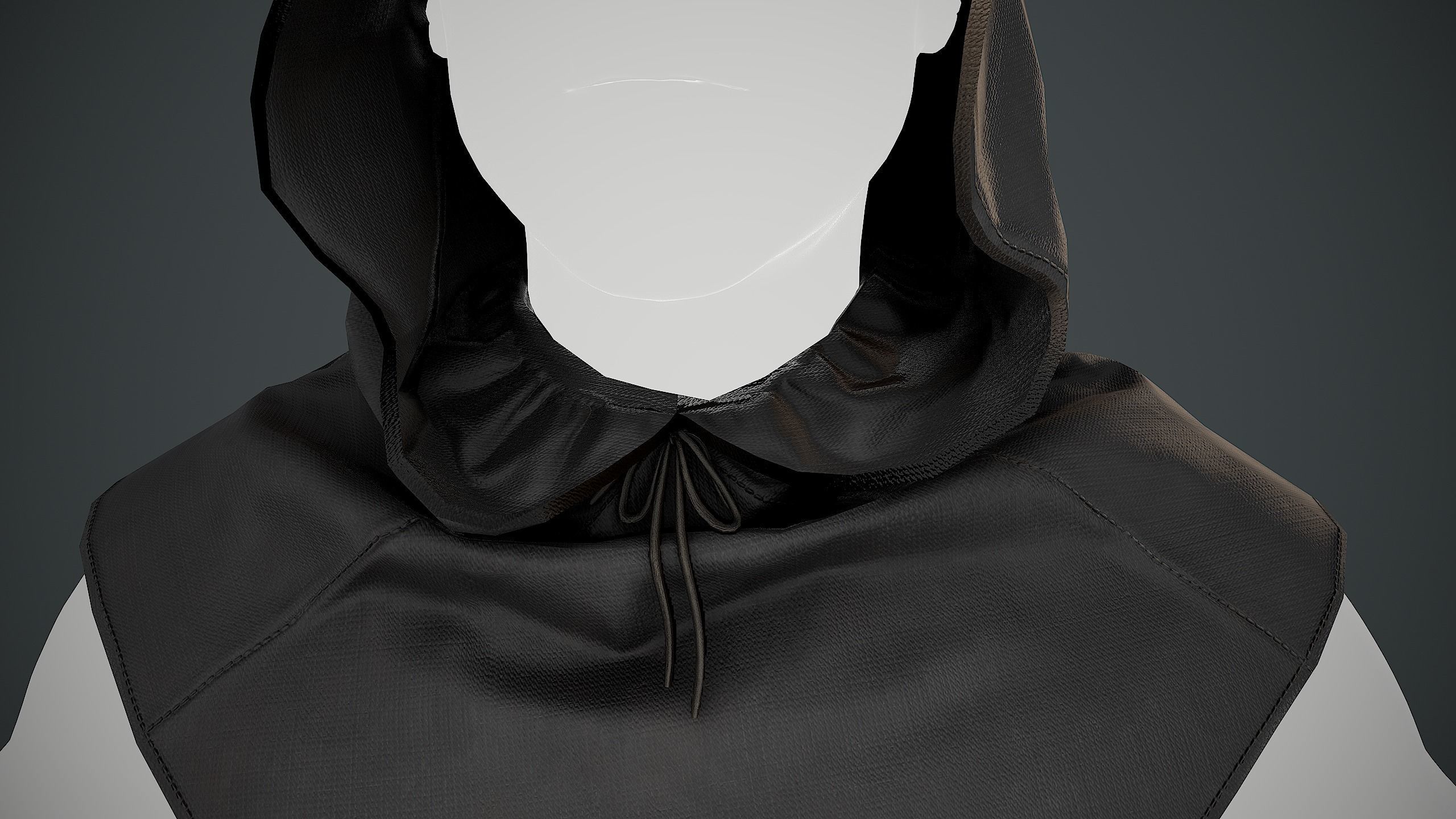 Black Medieval Hood Low-poly 3D model_11