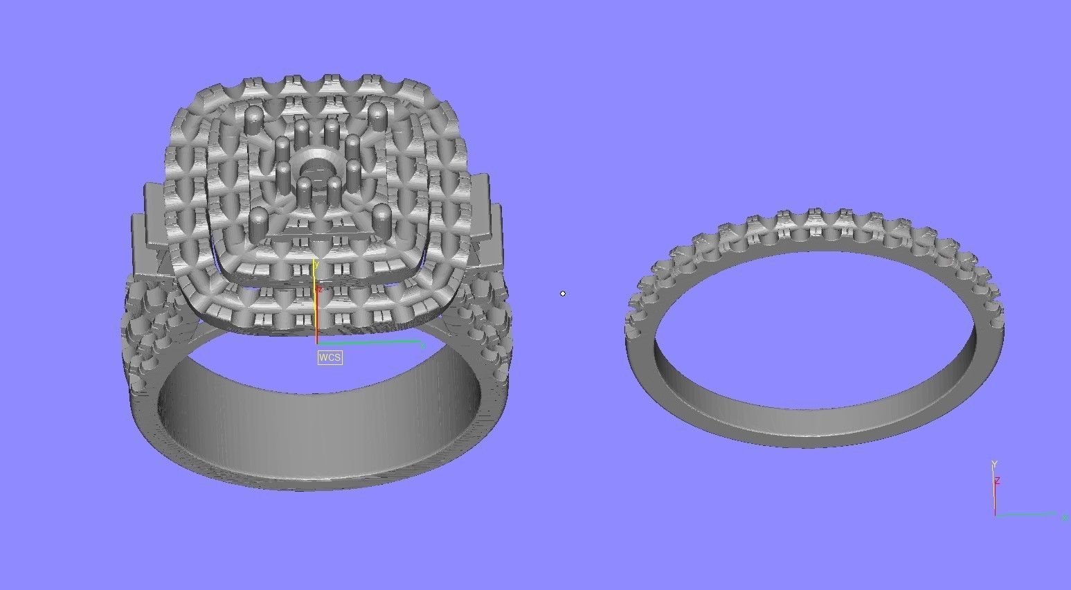 Square Shape Triple Halo Ring with Band 3D print model_13
