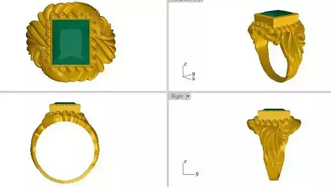 Fish Gents Ring Flower 22k Gold Ring File Ready To CAM 3d File 3D print model