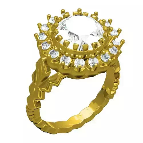 Antique Large Diamond Halo Engagement Ring