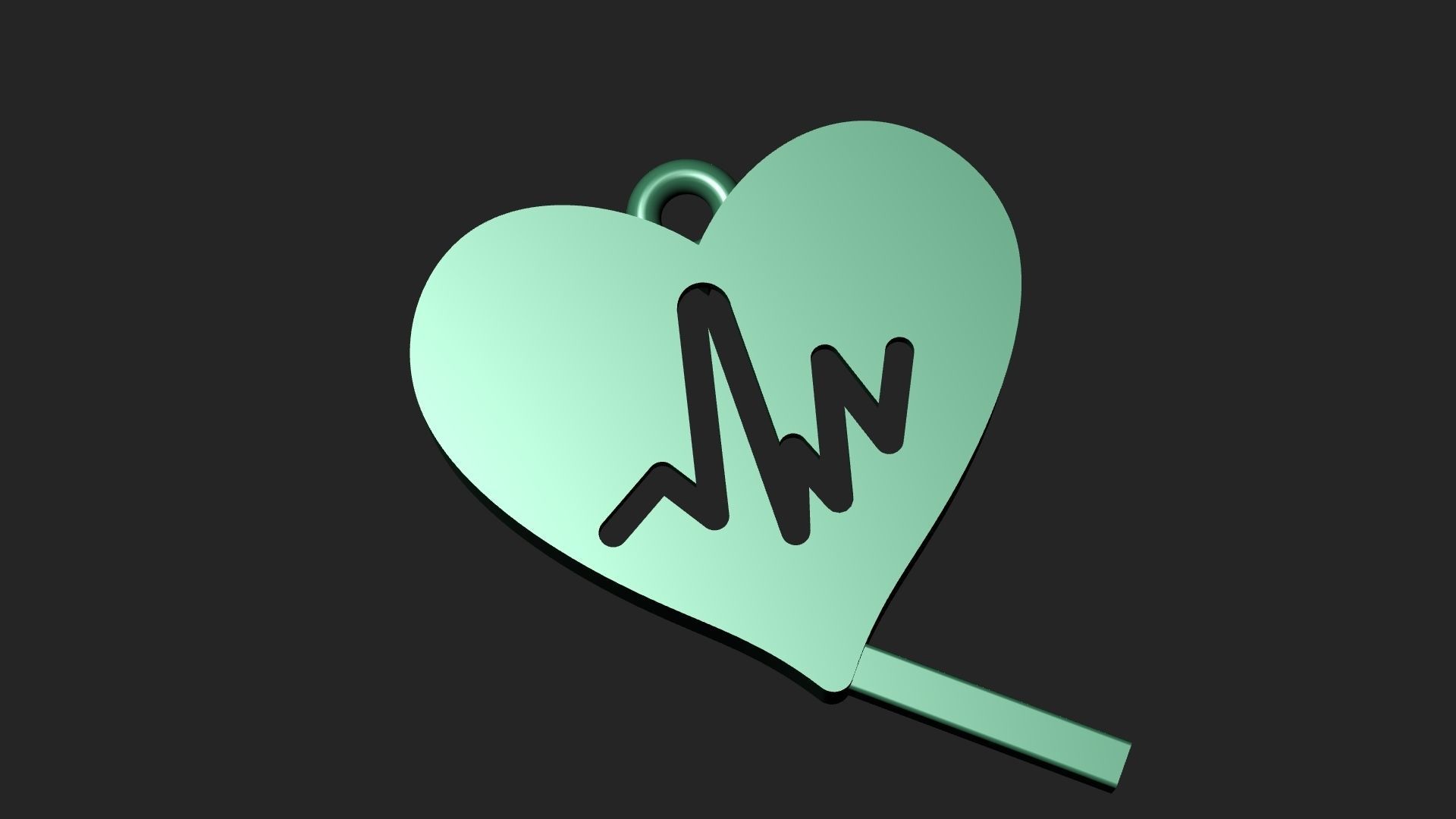 Heart rate flat pendant 3D print model_12