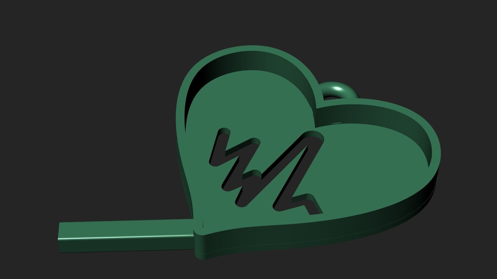 Heart rate flat pendant 3D print model_10