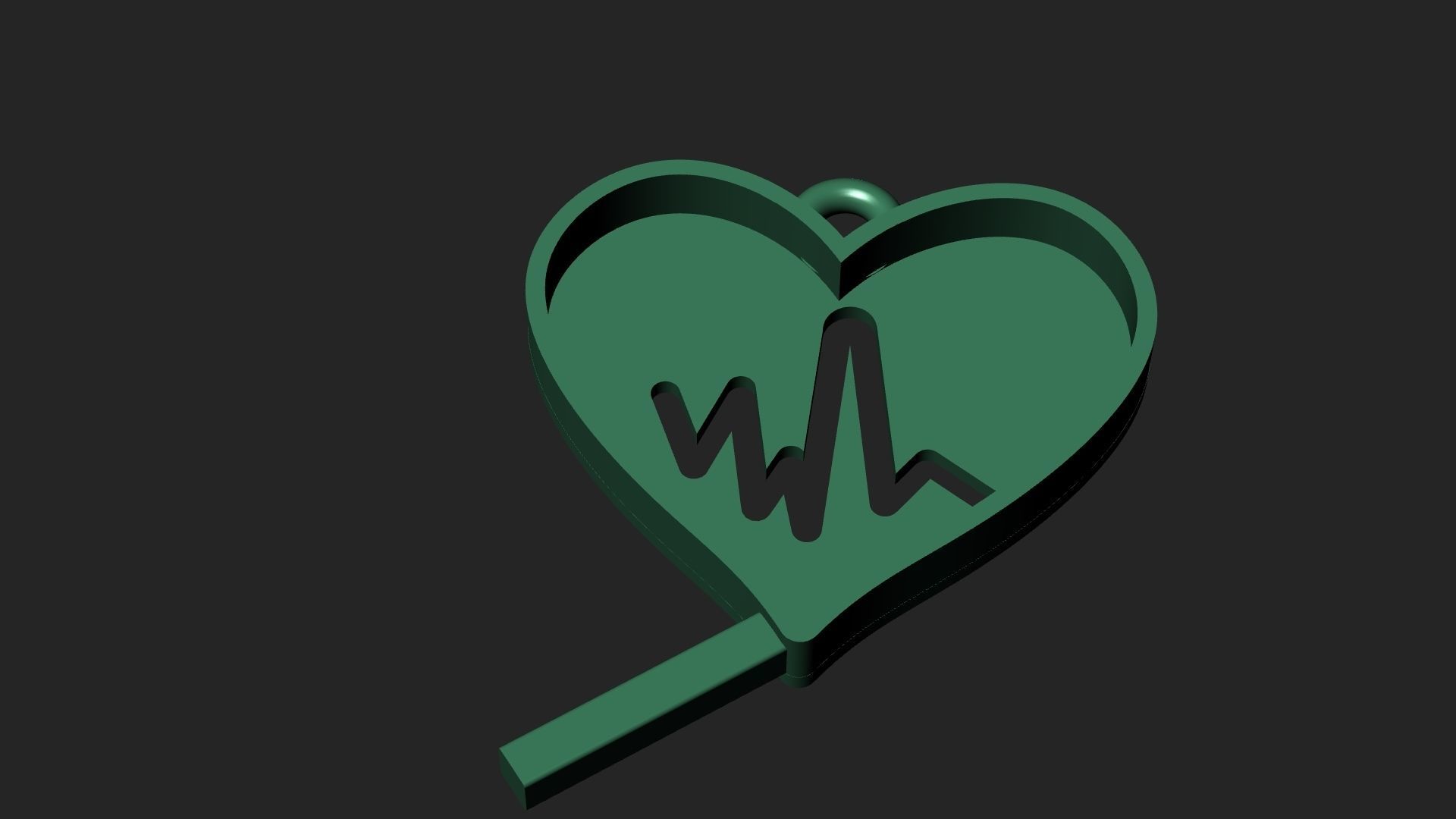 Heart rate flat pendant 3D print model_8