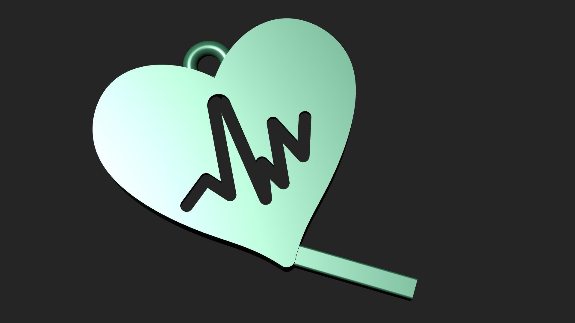 Heart rate flat pendant 3D print model_4