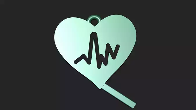 Heart rate flat pendant 3D print model