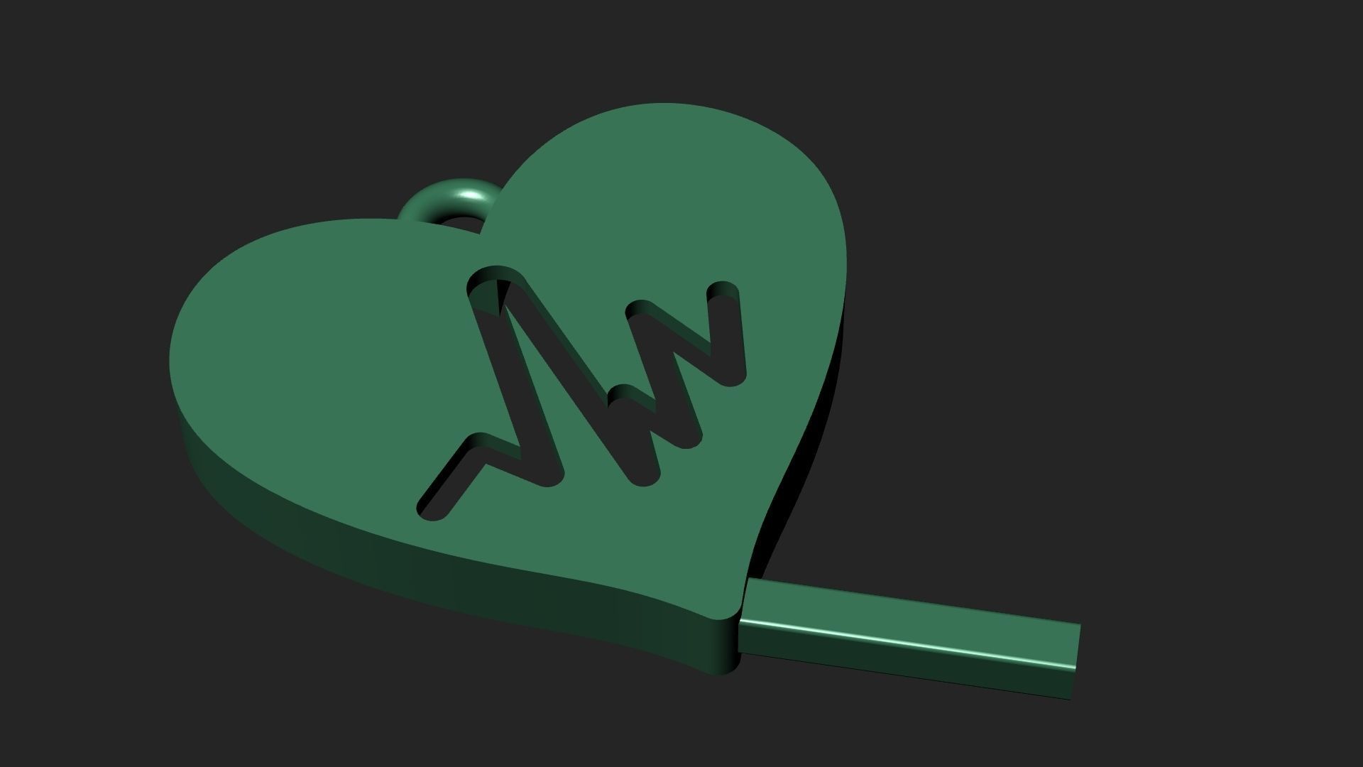 Heart rate flat pendant 3D print model_6