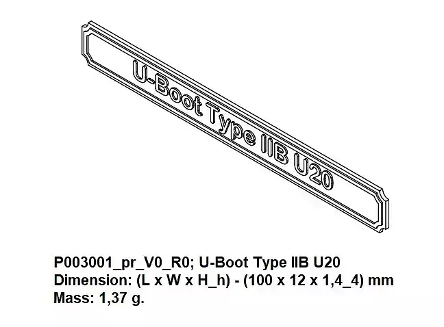 Nameplate - U-Boot Type IIB U20 3D print model