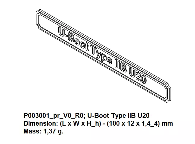 Nameplate - U-Boot Type IIB U20 3D print model_0