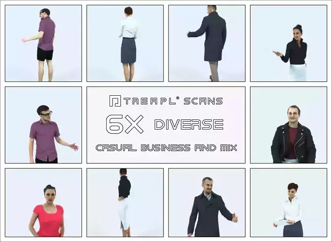 SAG07 6X Business Casual Man Woman Punk Rocker Sitting 007 Low-poly 3D model