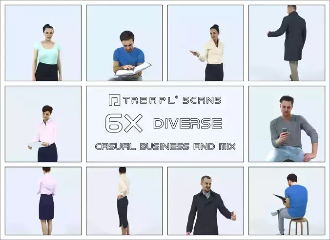 SAG07 6X Business Casual Man Woman Book Sitting Student Mix 006