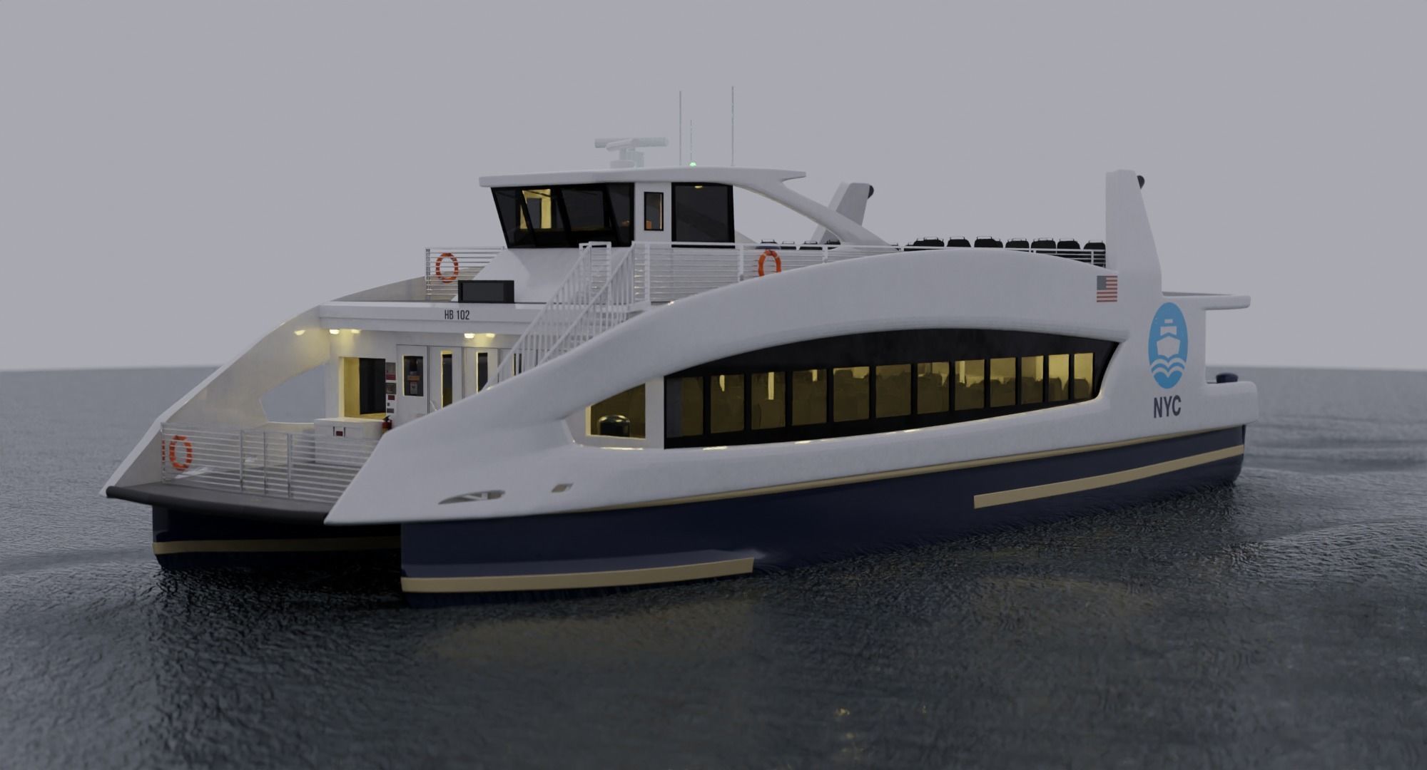 Nyc Ferry - New York Full Interior Low-poly 3D model_26