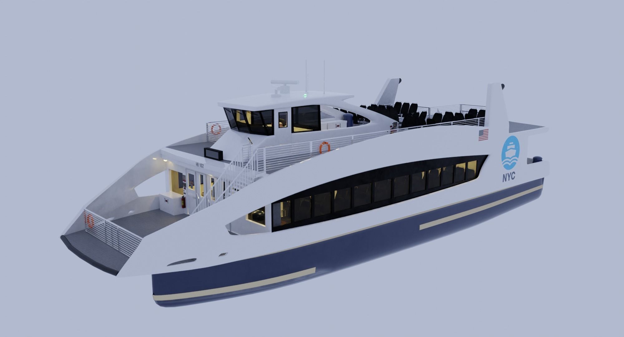 Nyc Ferry - New York Full Interior Low-poly 3D model_20