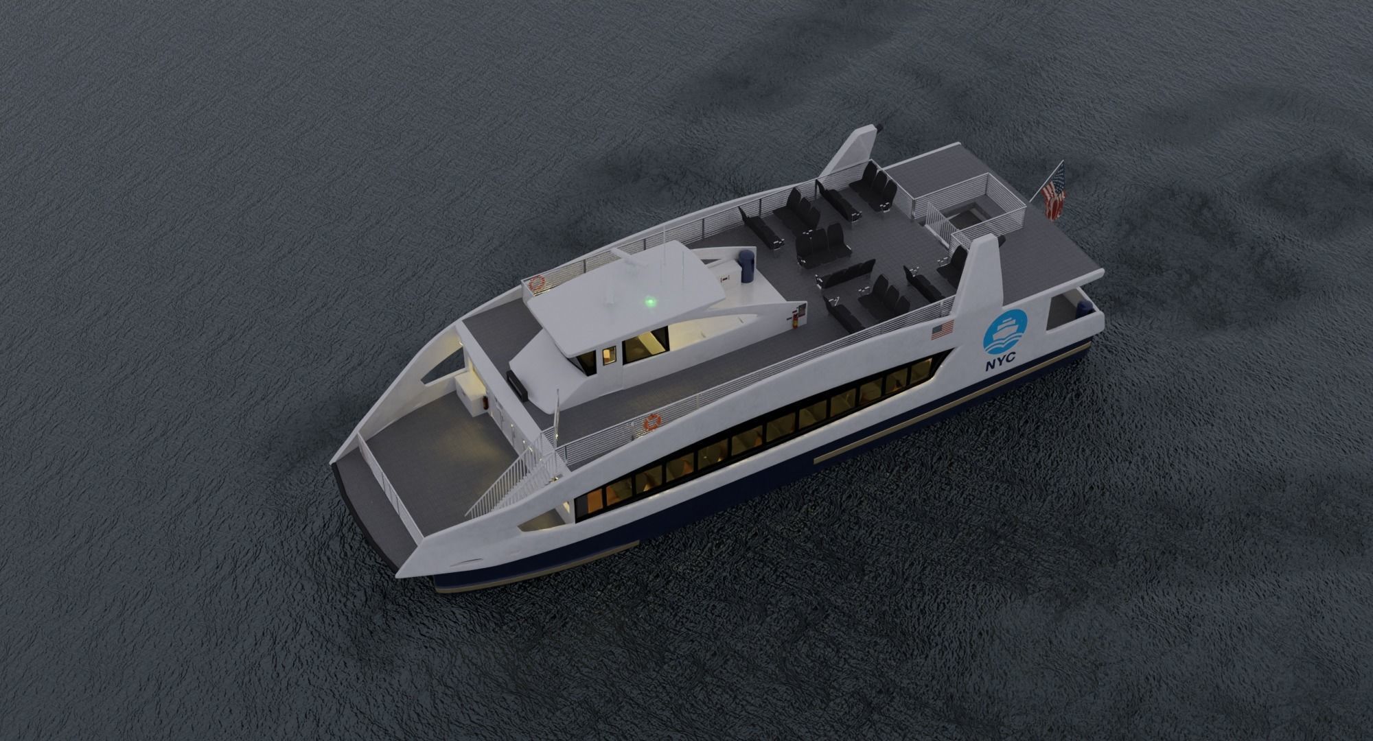 Nyc Ferry - New York Full Interior Low-poly 3D model_28