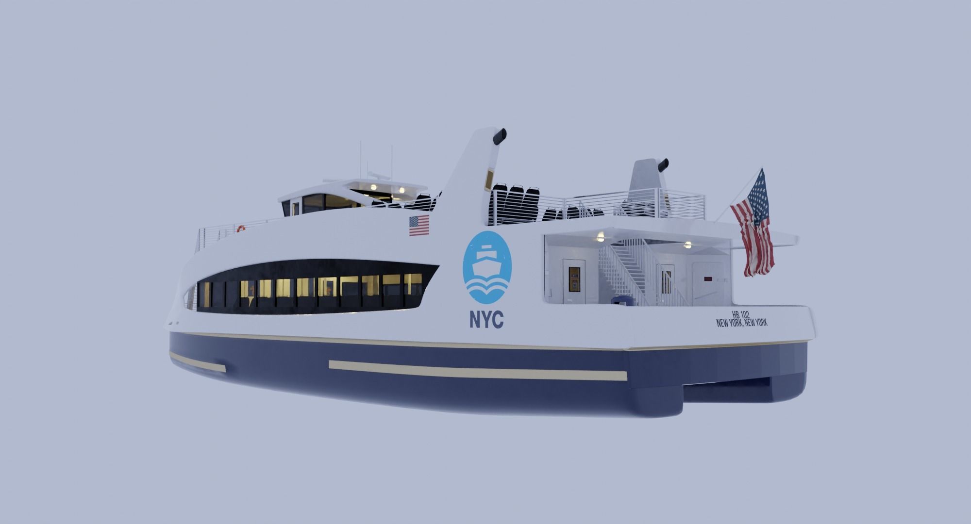 Nyc Ferry - New York Full Interior Low-poly 3D model_21