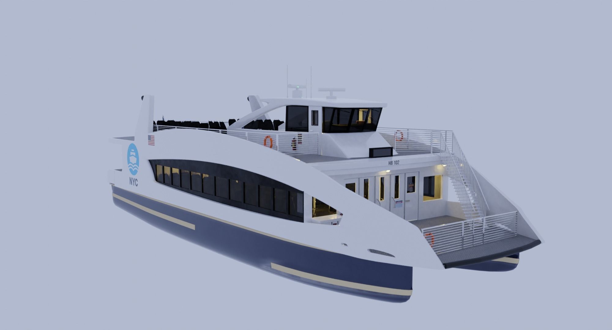Nyc Ferry - New York Full Interior Low-poly 3D model_18