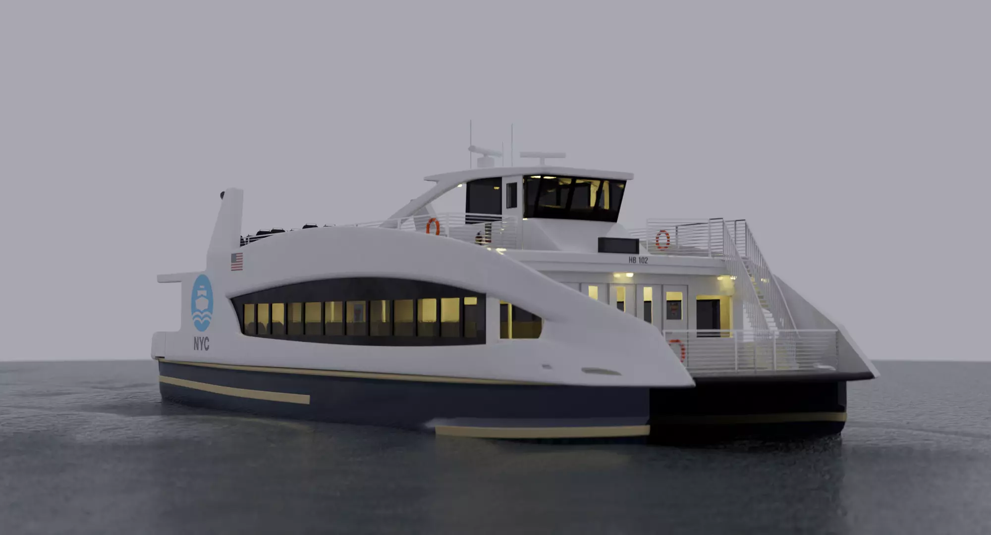 Nyc Ferry - New York Full Interior Low-poly 3D model_0