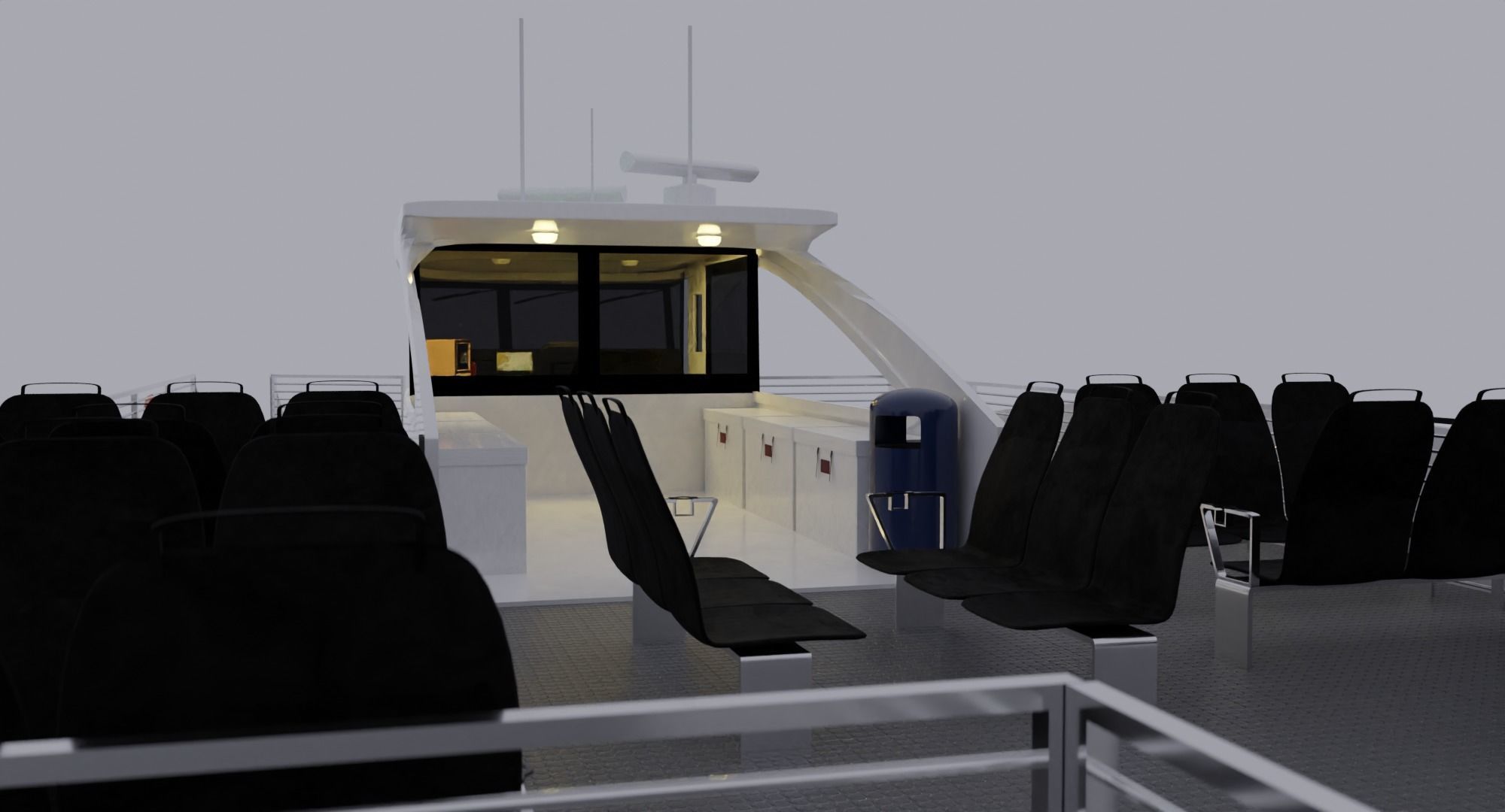 Nyc Ferry - New York Full Interior Low-poly 3D model_9