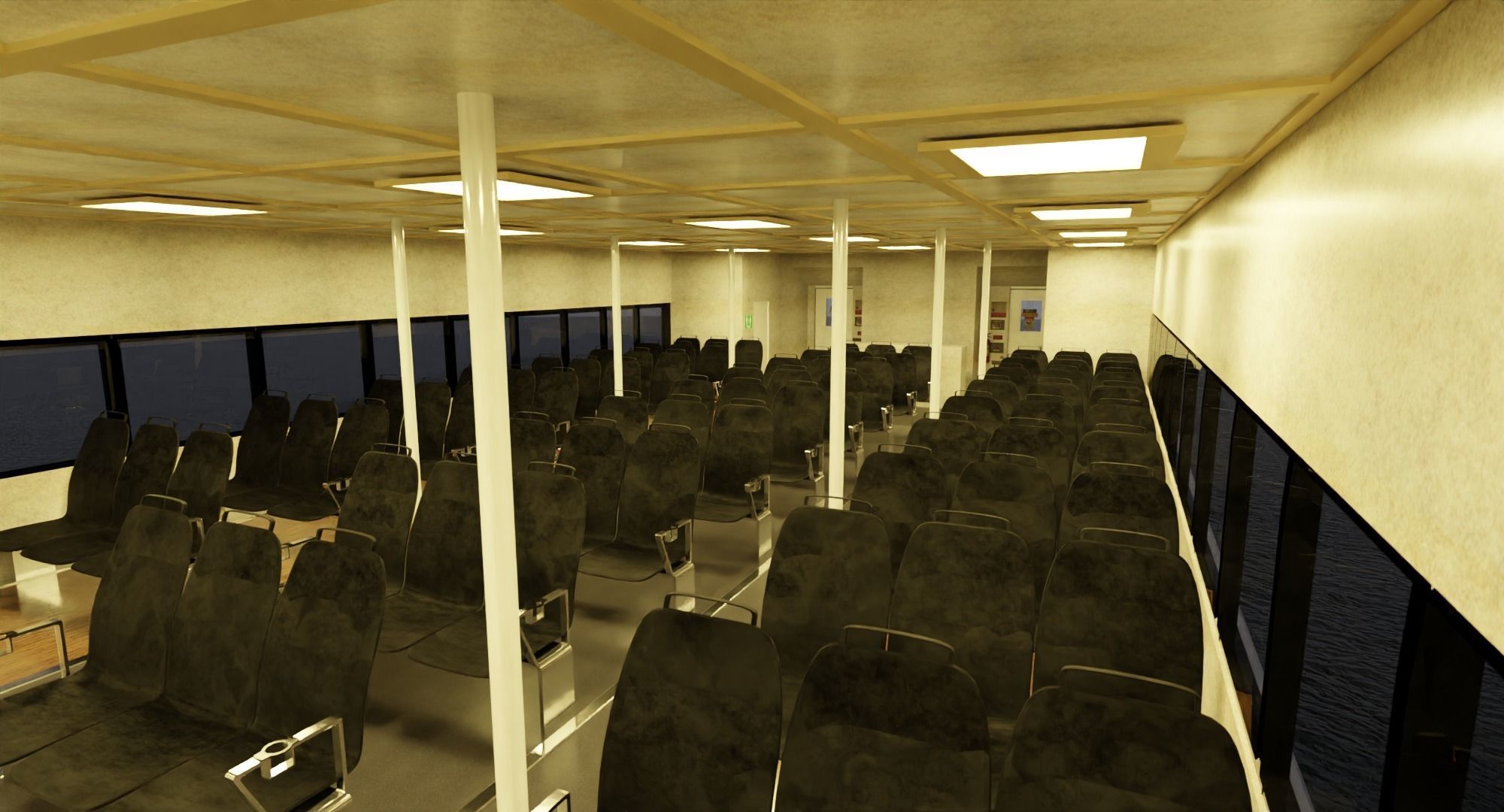 Nyc Ferry - New York Full Interior Low-poly 3D model_7