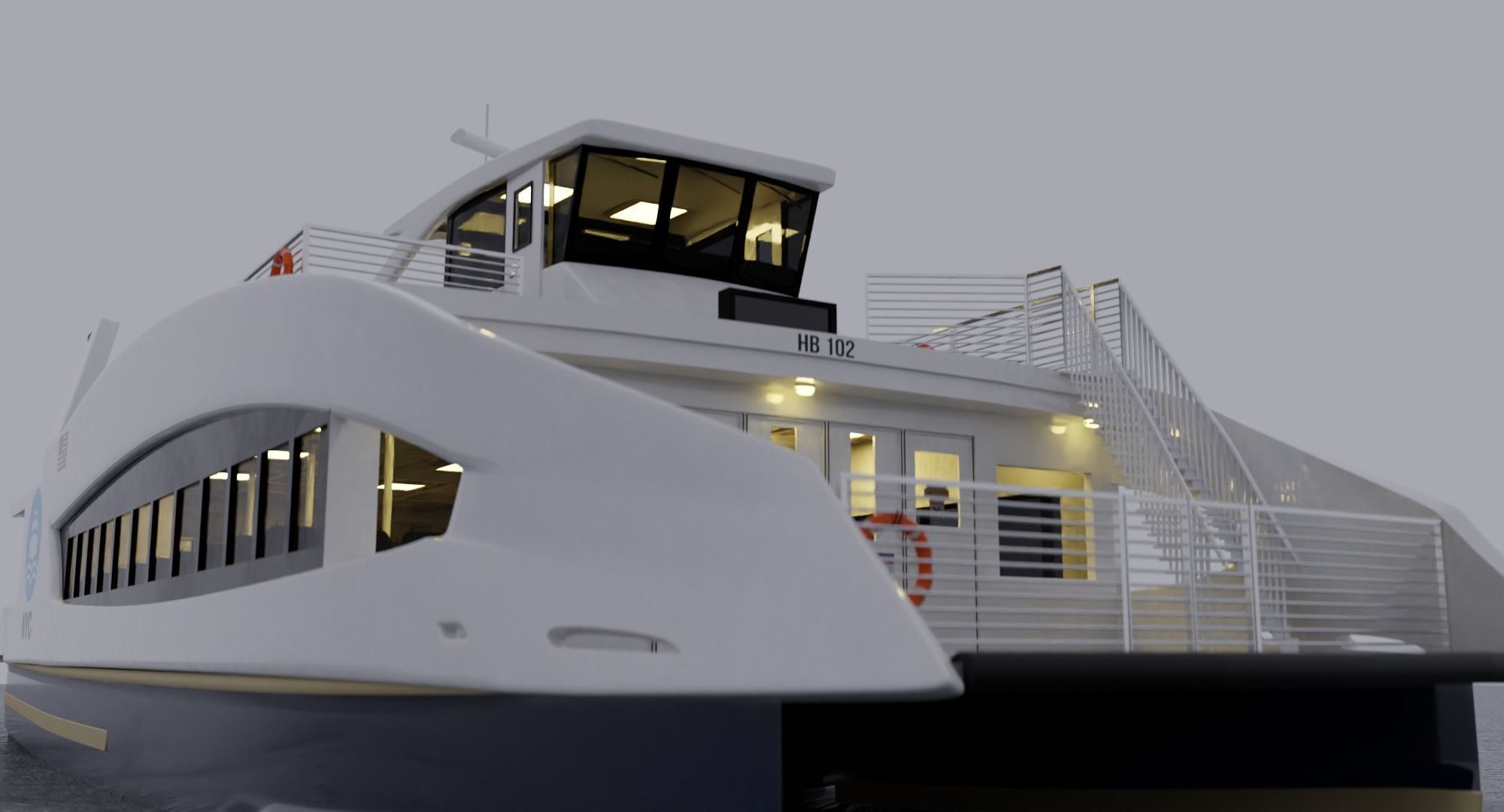 Nyc Ferry - New York Full Interior Low-poly 3D model_17