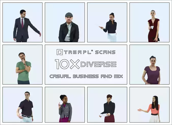 XAG07 10X Business Casual Man Woman Black African Asian 005