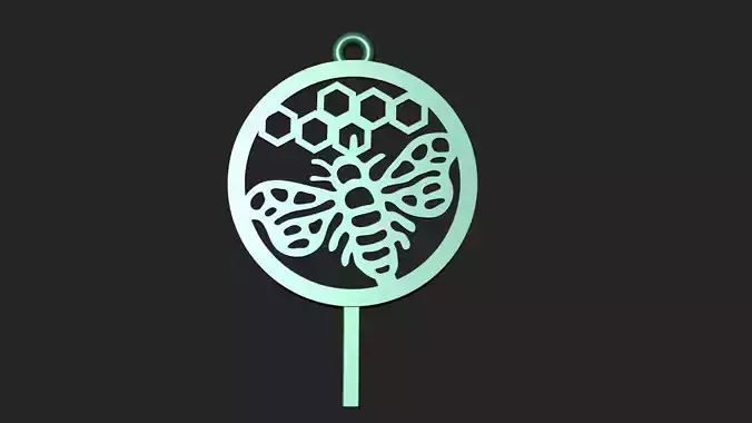 Flat honey bee pendant 3D print model