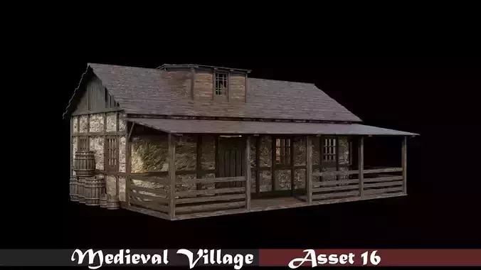 Medieval Village Asset 16 - 4K Textures Game Ready Low-poly 3D model