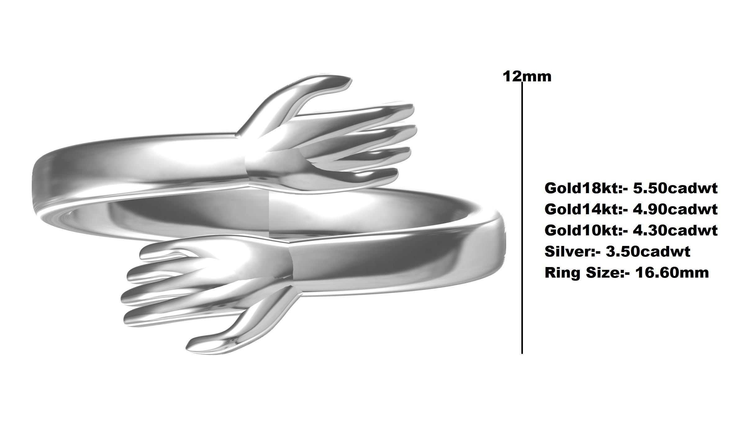 Hugging Hand Engagement Ring 3D print model_12