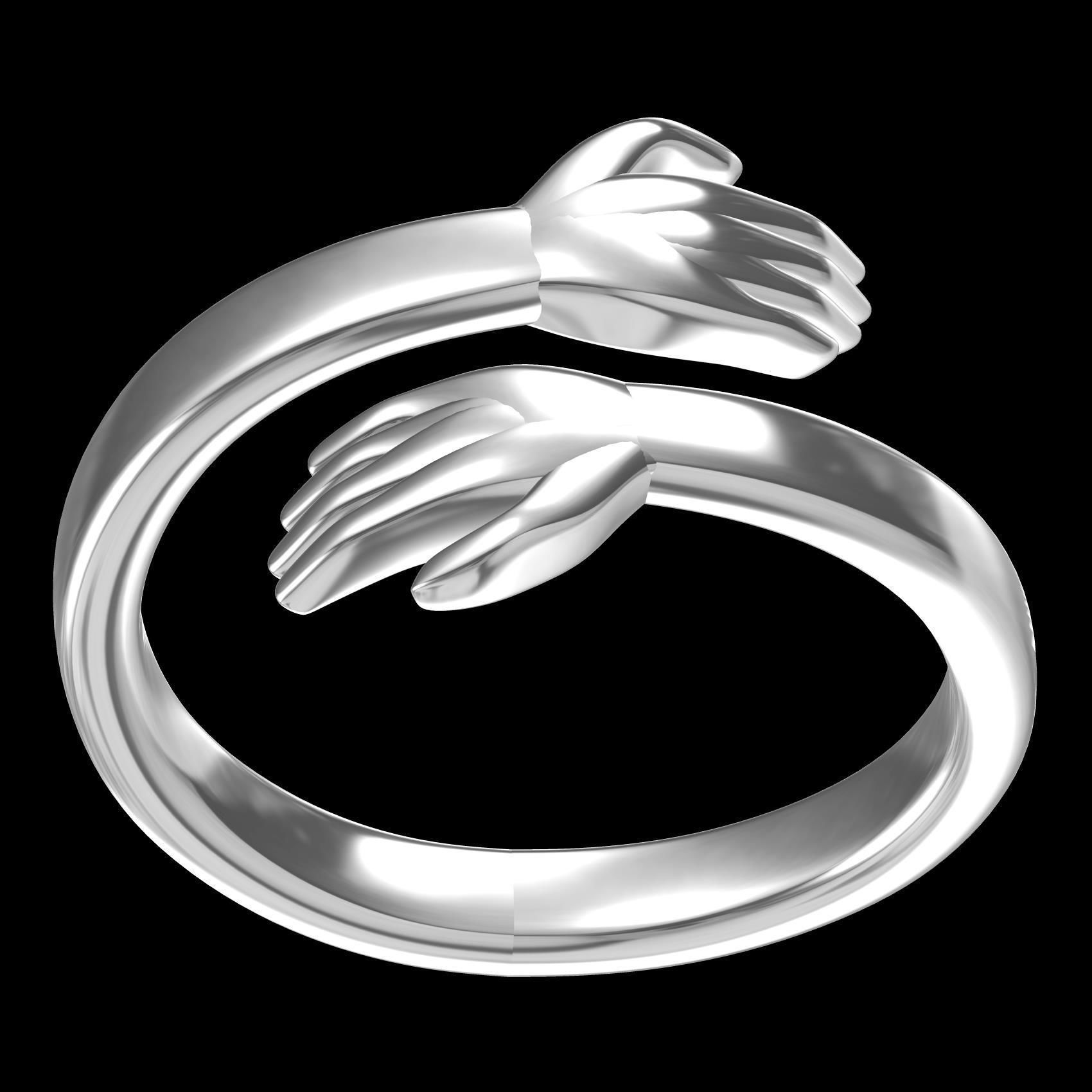 Hugging Hand Engagement Ring 3D print model_9