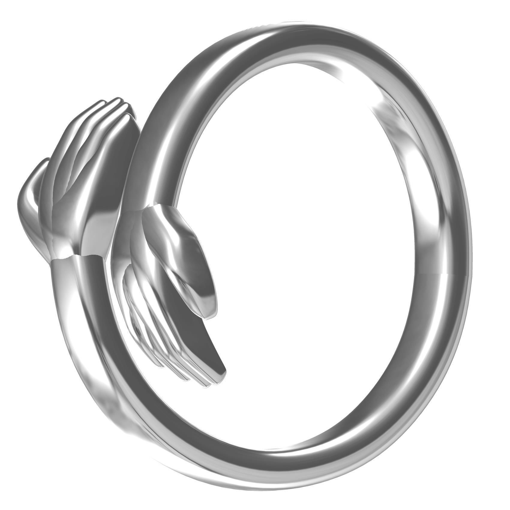Hugging Hand Engagement Ring 3D print model_3