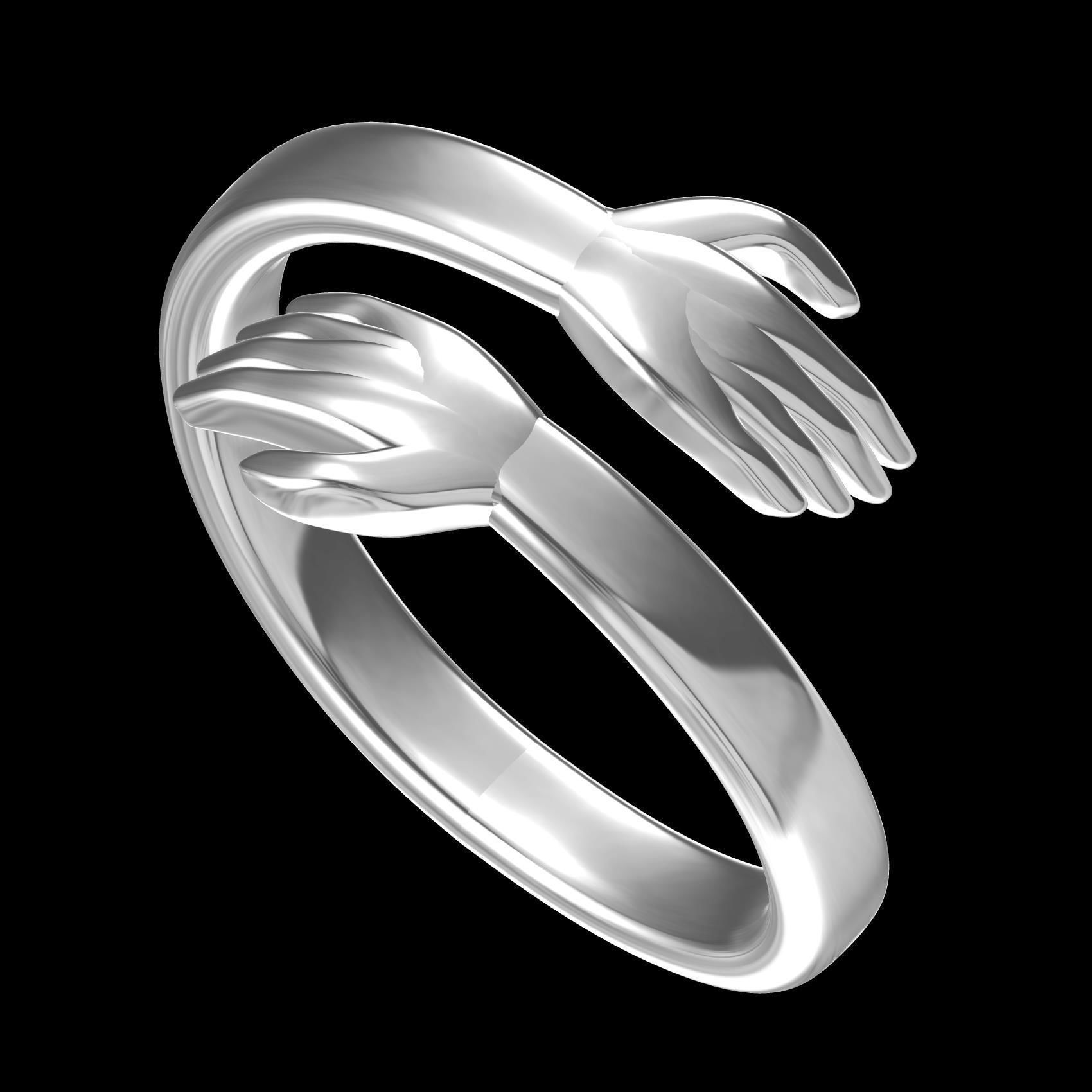 Hugging Hand Engagement Ring 3D print model_10