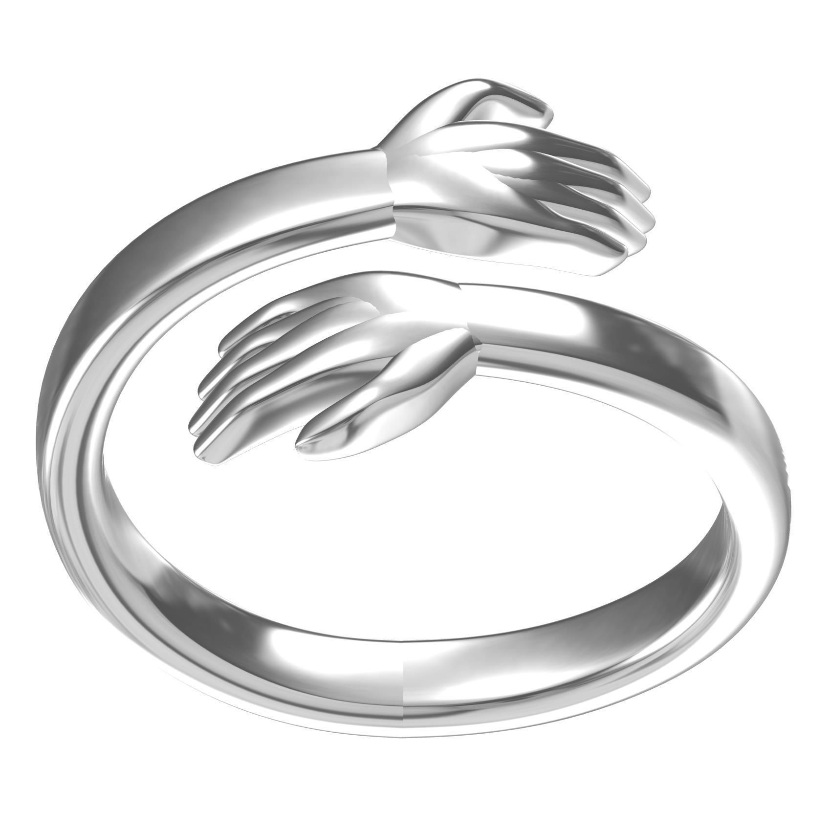 Hugging Hand Engagement Ring 3D print model_2