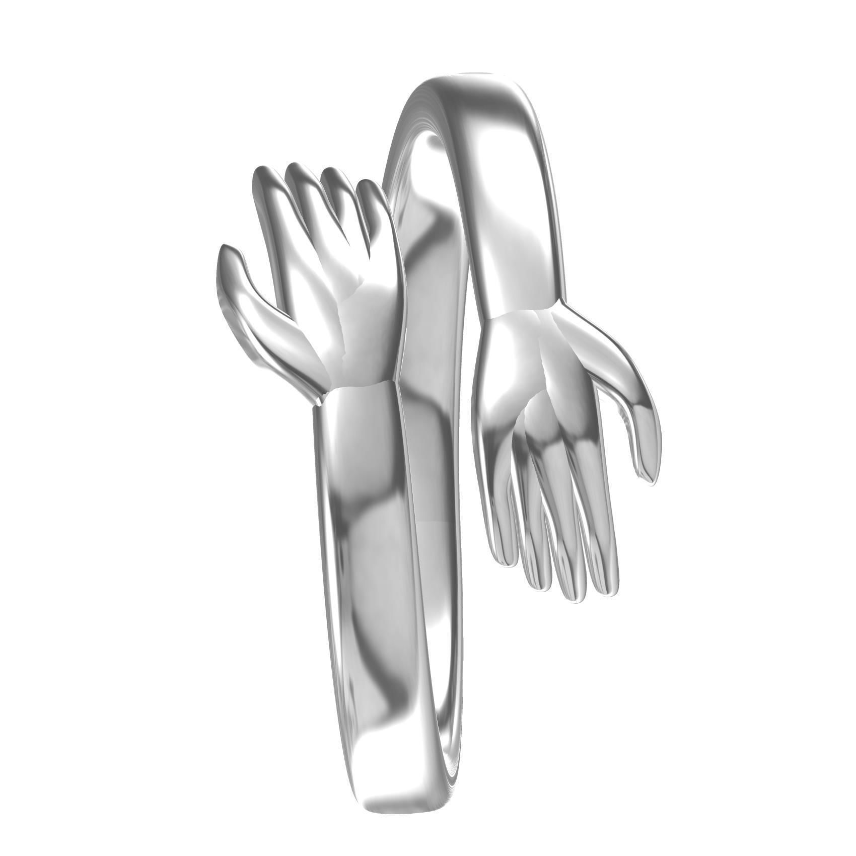 Hugging Hand Engagement Ring 3D print model_8