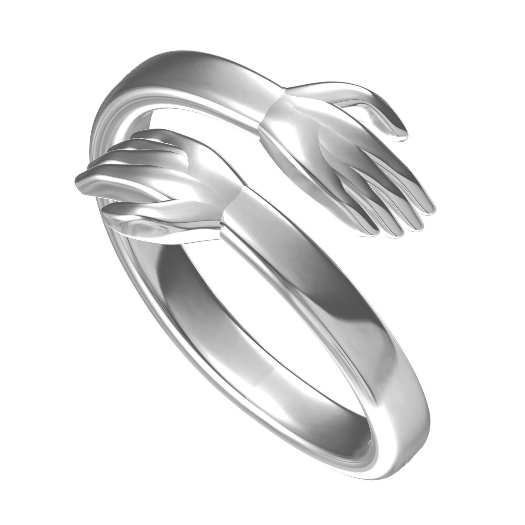 Hugging Hand Engagement Ring 3D print model_1