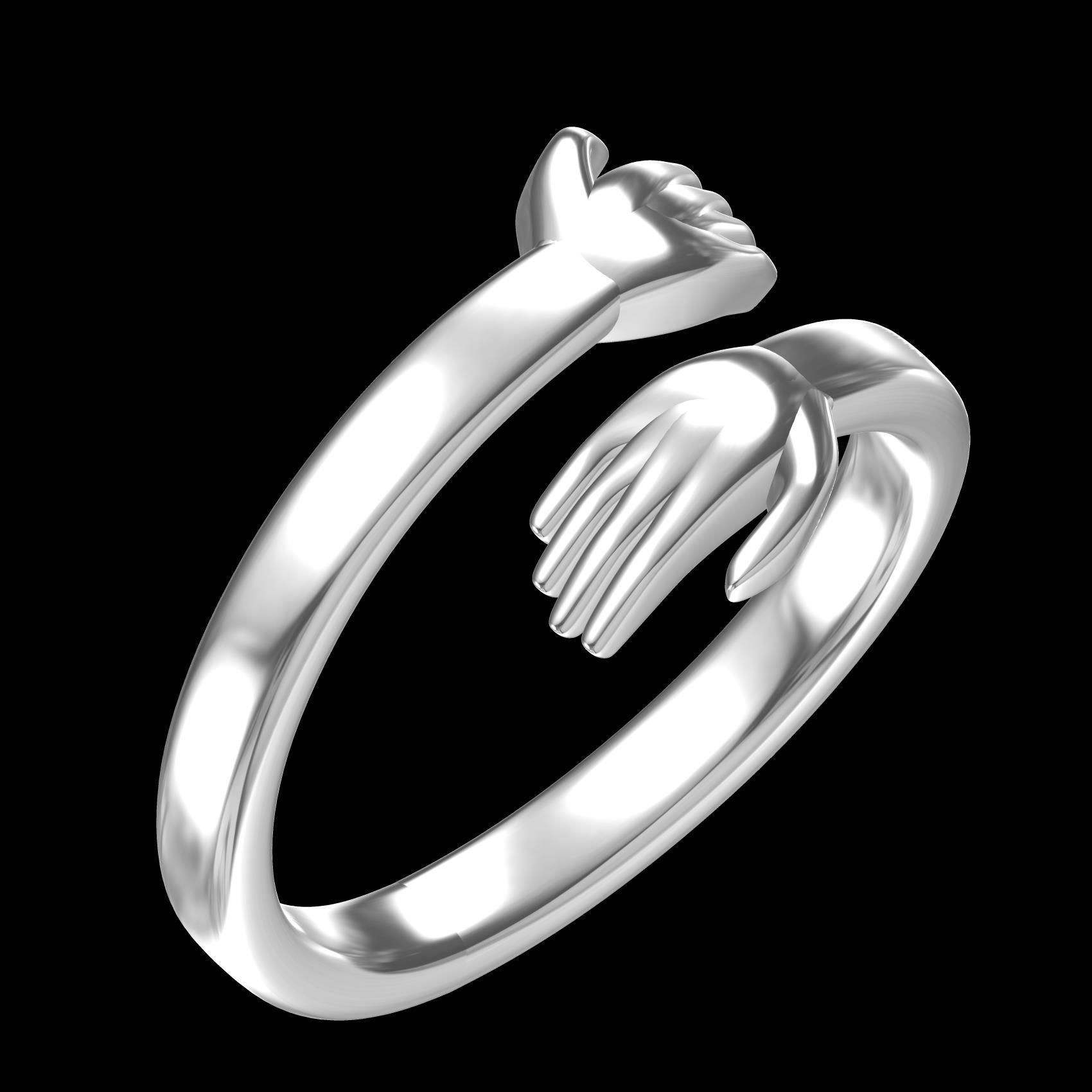 Hugging Hand Engagement Ring 3D print model_11