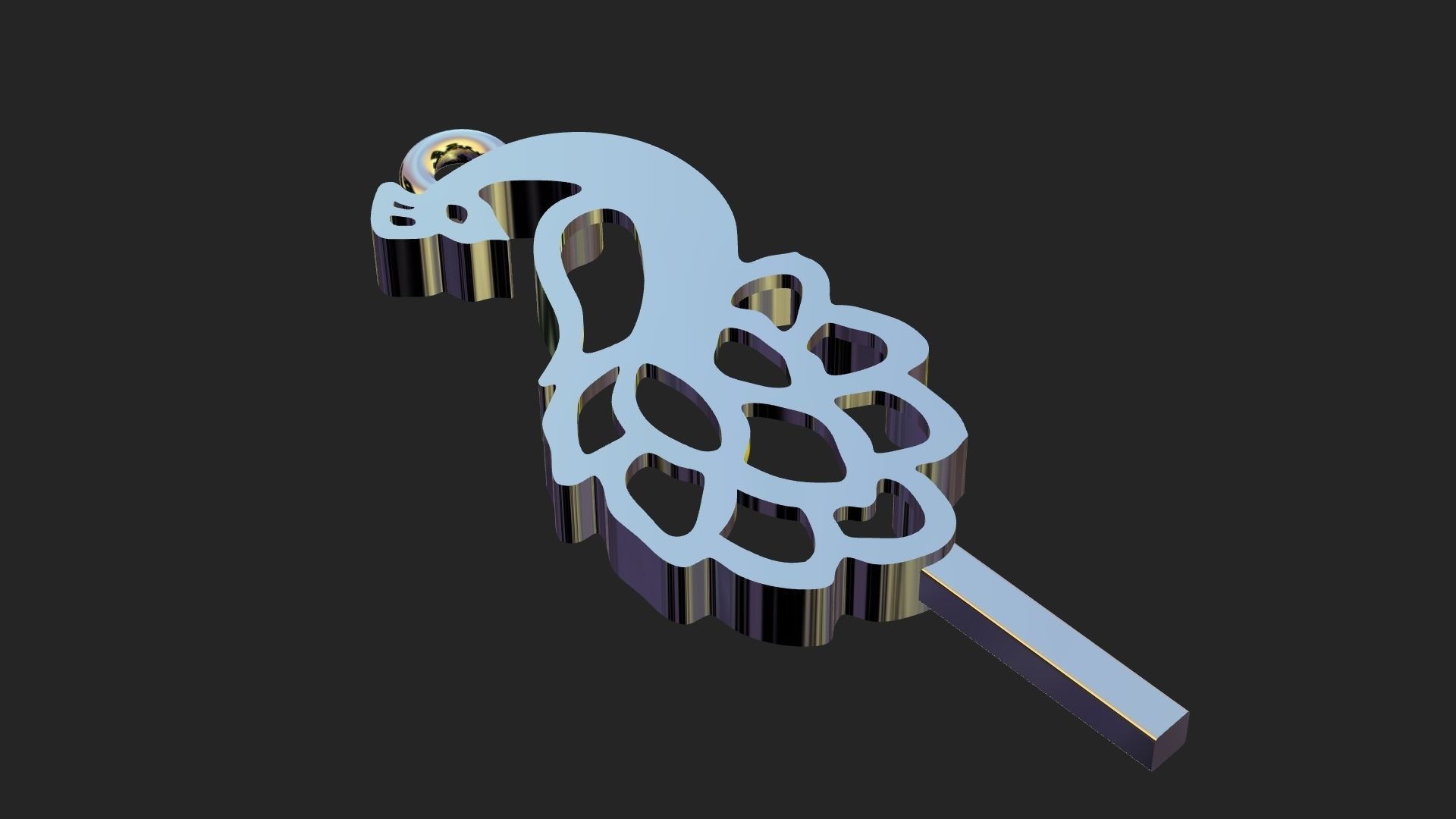 Peacock bed pendant 3D print model_7