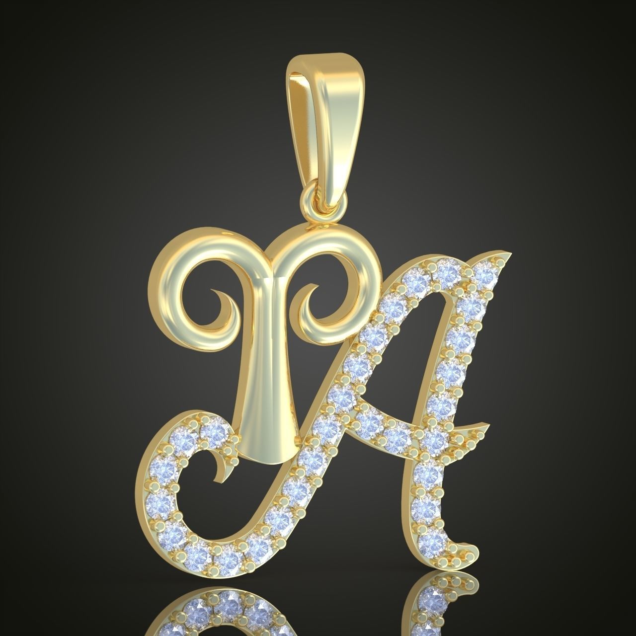 Aries with Letter A Pendant model 3D 0212 printable model 3D print model_3