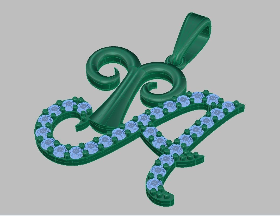 Aries with Letter A Pendant model 3D 0212 printable model 3D print model_7