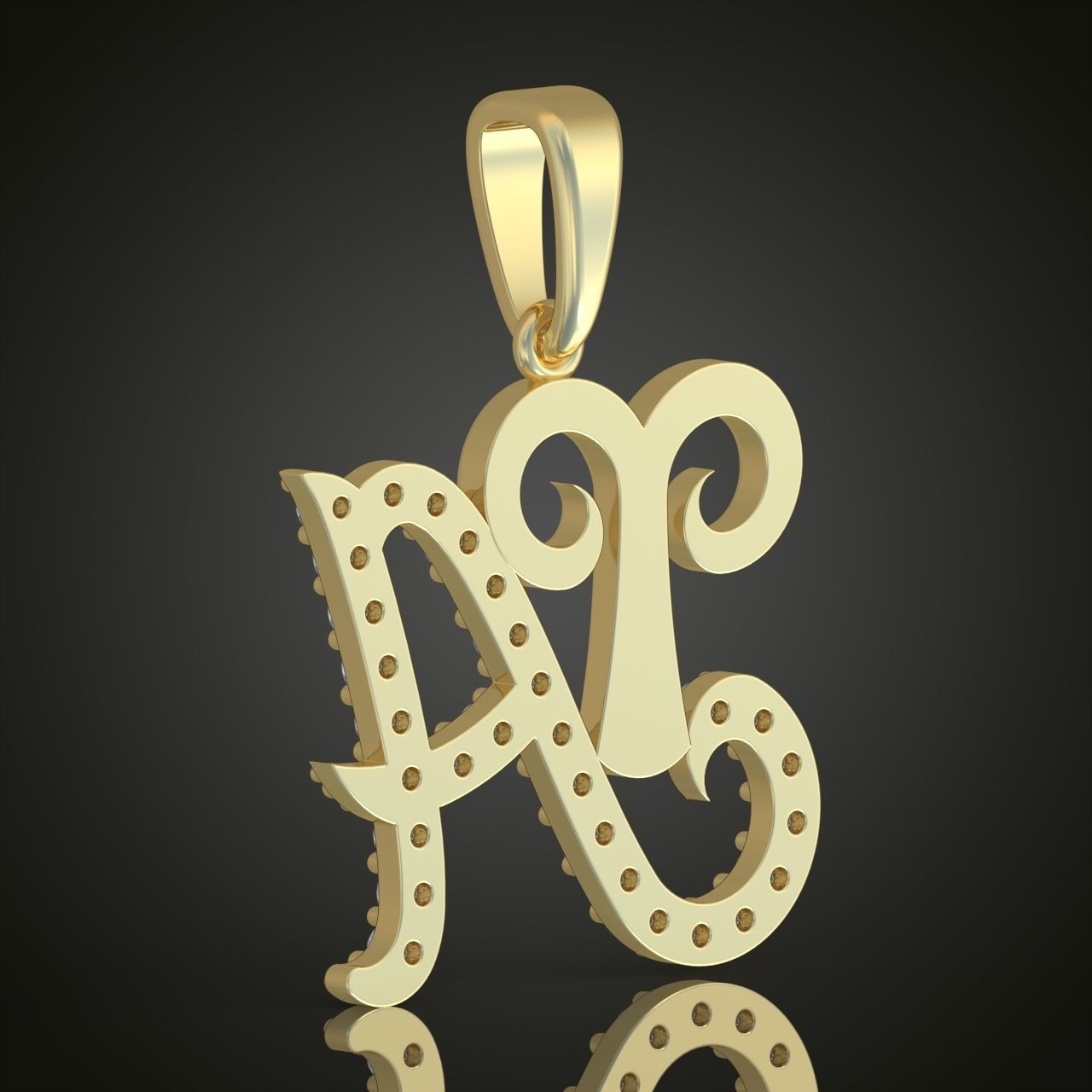 Aries with Letter A Pendant model 3D 0212 printable model 3D print model_5