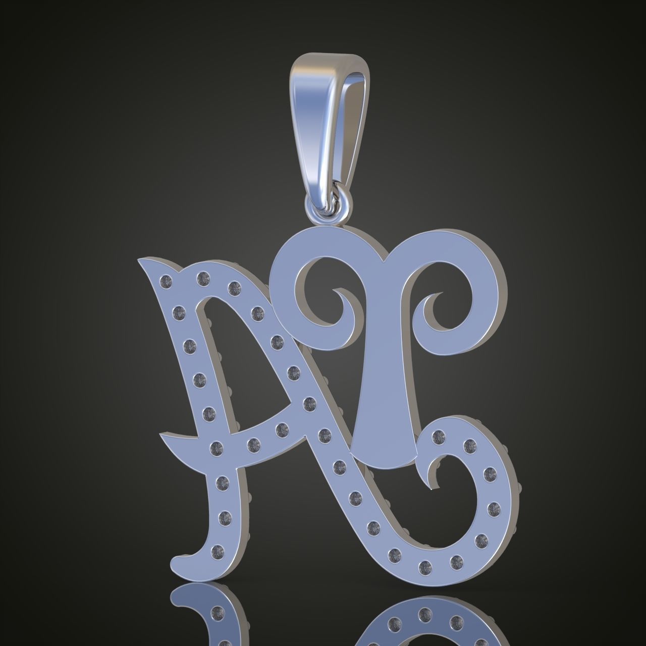 Aries with Letter A Pendant model 3D 0212 printable model 3D print model_4