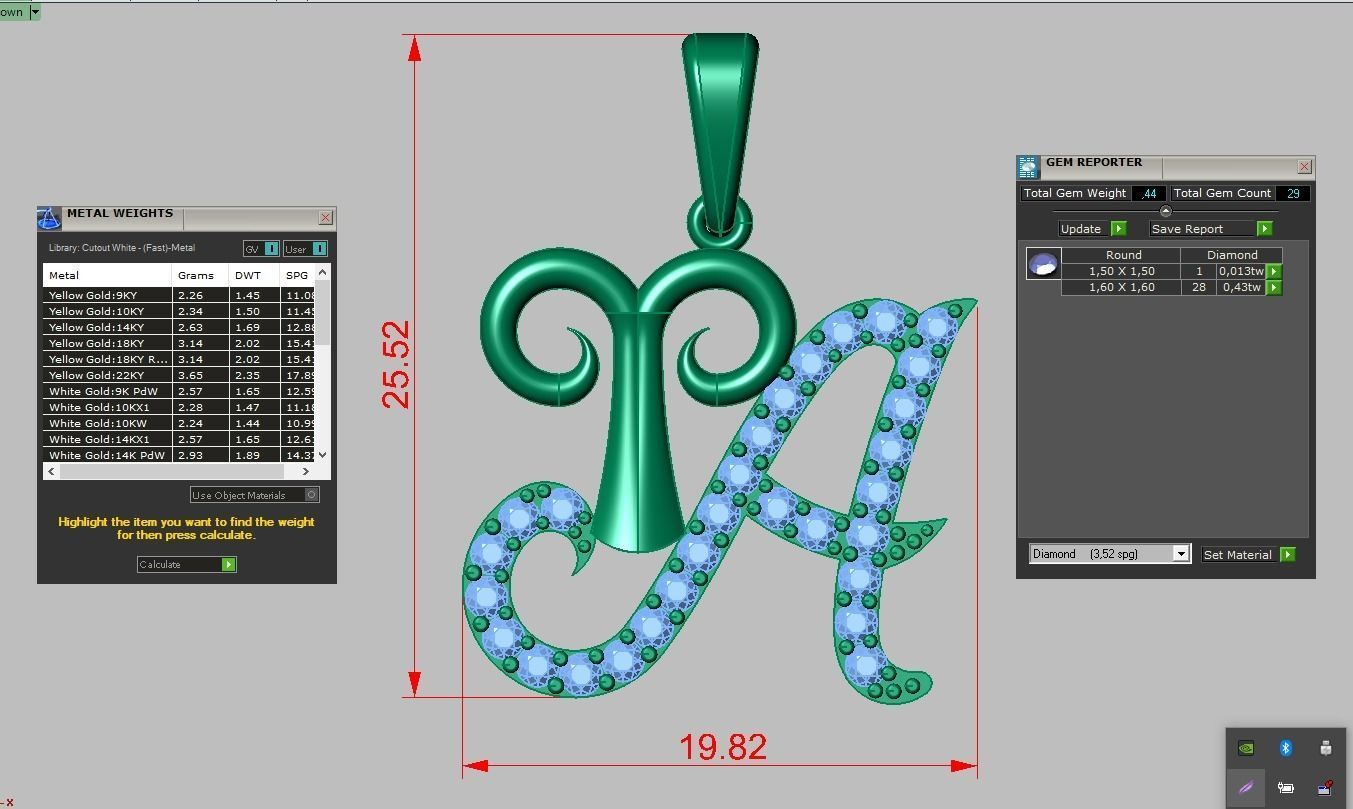 Aries with Letter A Pendant model 3D 0212 printable model 3D print model_9