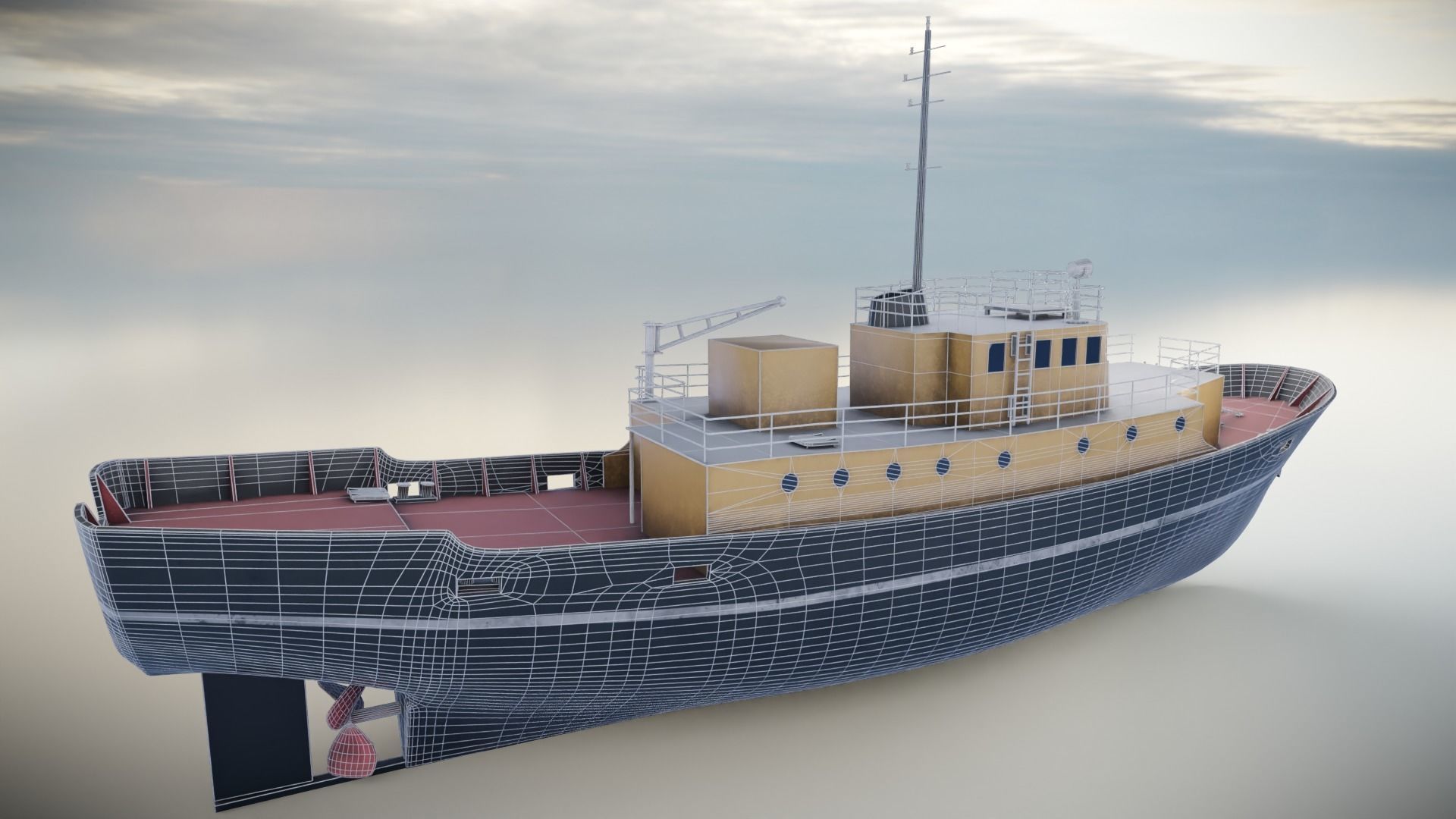 Industrial Ship Low-poly 3D model_11